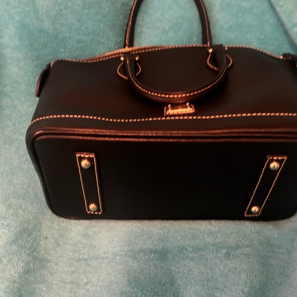 Dooney & Bourke Black Leather Dome Satchel with Contrast Stitching - Picture 3 of 5